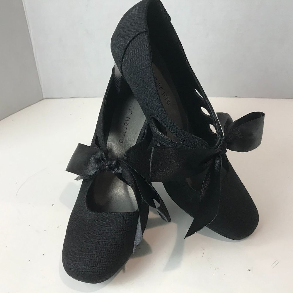 ANN MARINO Fabric heels w/satin bow US 6.5 EU 37